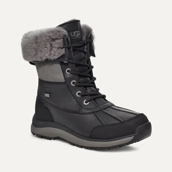 NEW Ugg Women’s Adirondack III Waterproof Fur Boot in Black/Grey Size 5 - Picture 2 of 16